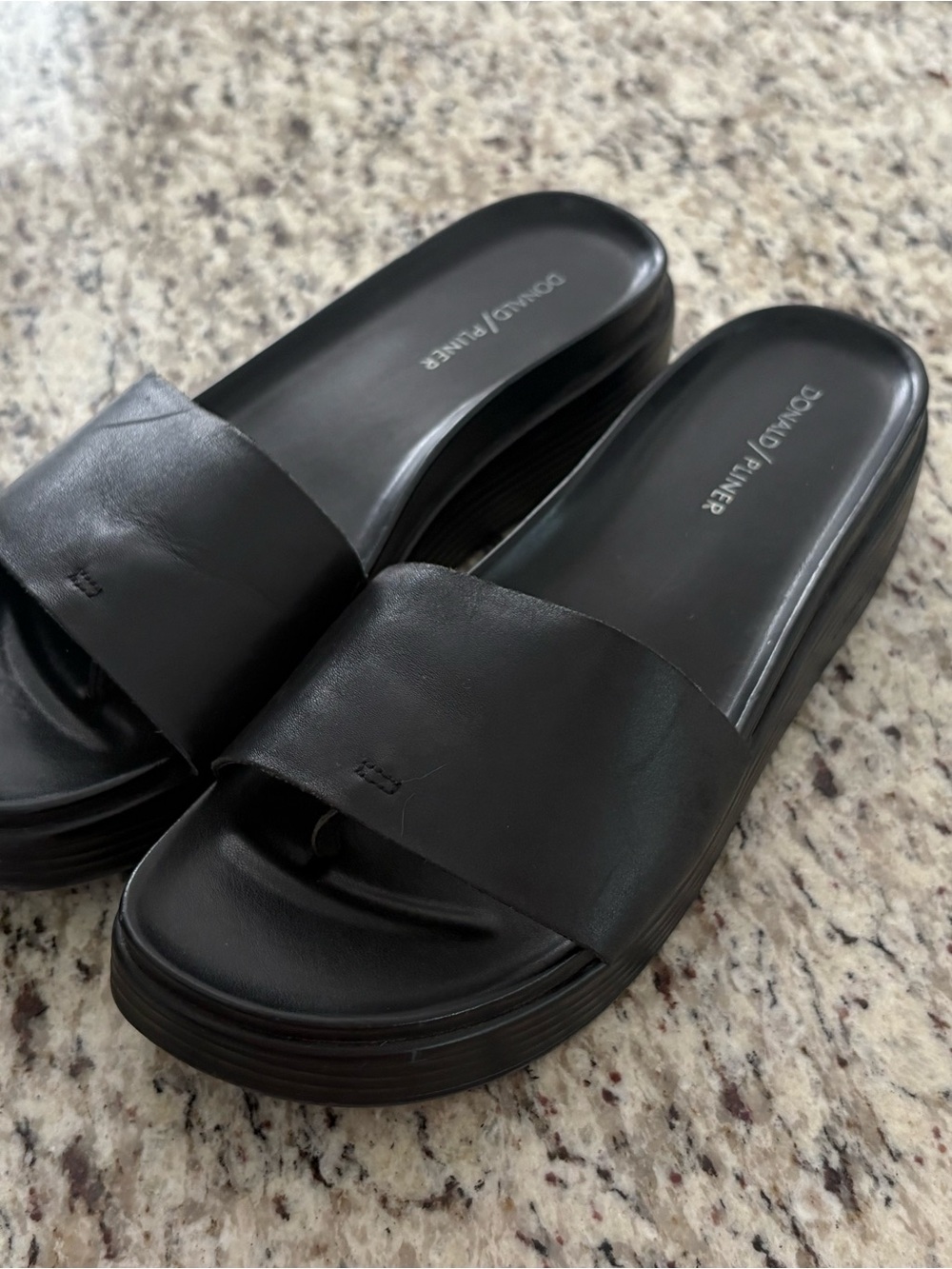 Donald J Pliner Black Slide Mule Sandals